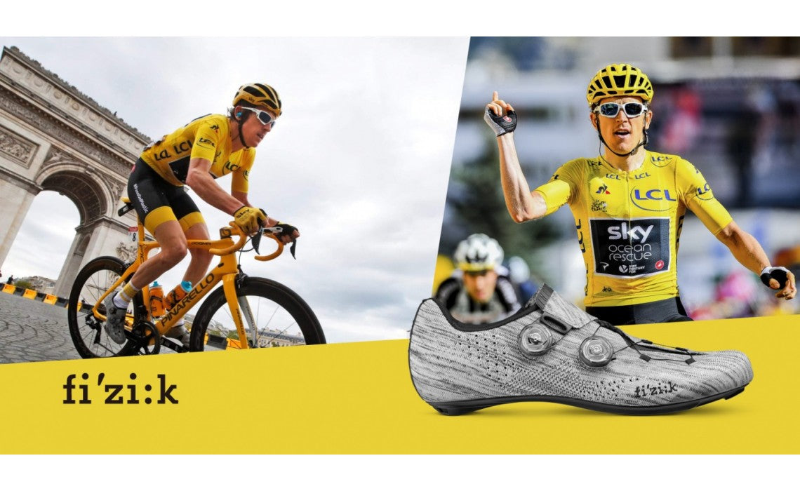 Geraint Thomas 腳上的 fi'zi:k INFINITO R1 KNIT 針織鎖鞋 - 不單將動力傳遞,更是溫度管理專家